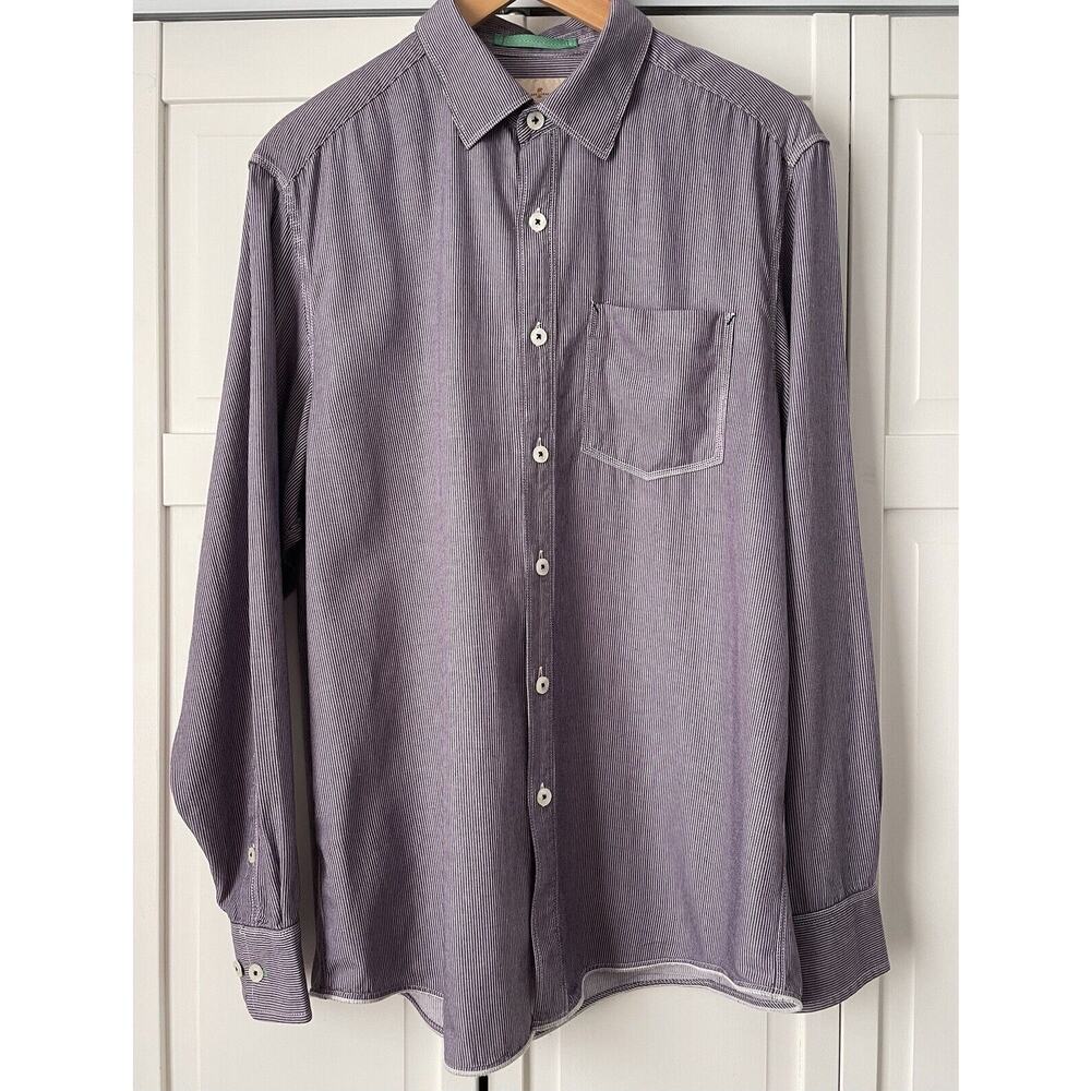 Tommy Bahama Jeans Men's M Island Crafted Button Down Shirt Purple Striped